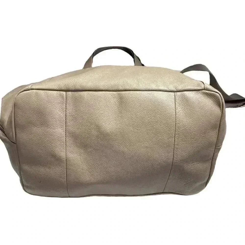 Storksak Noa Leather Diaper Bag Gray Crossbody Strap Double Handles Changing Pad